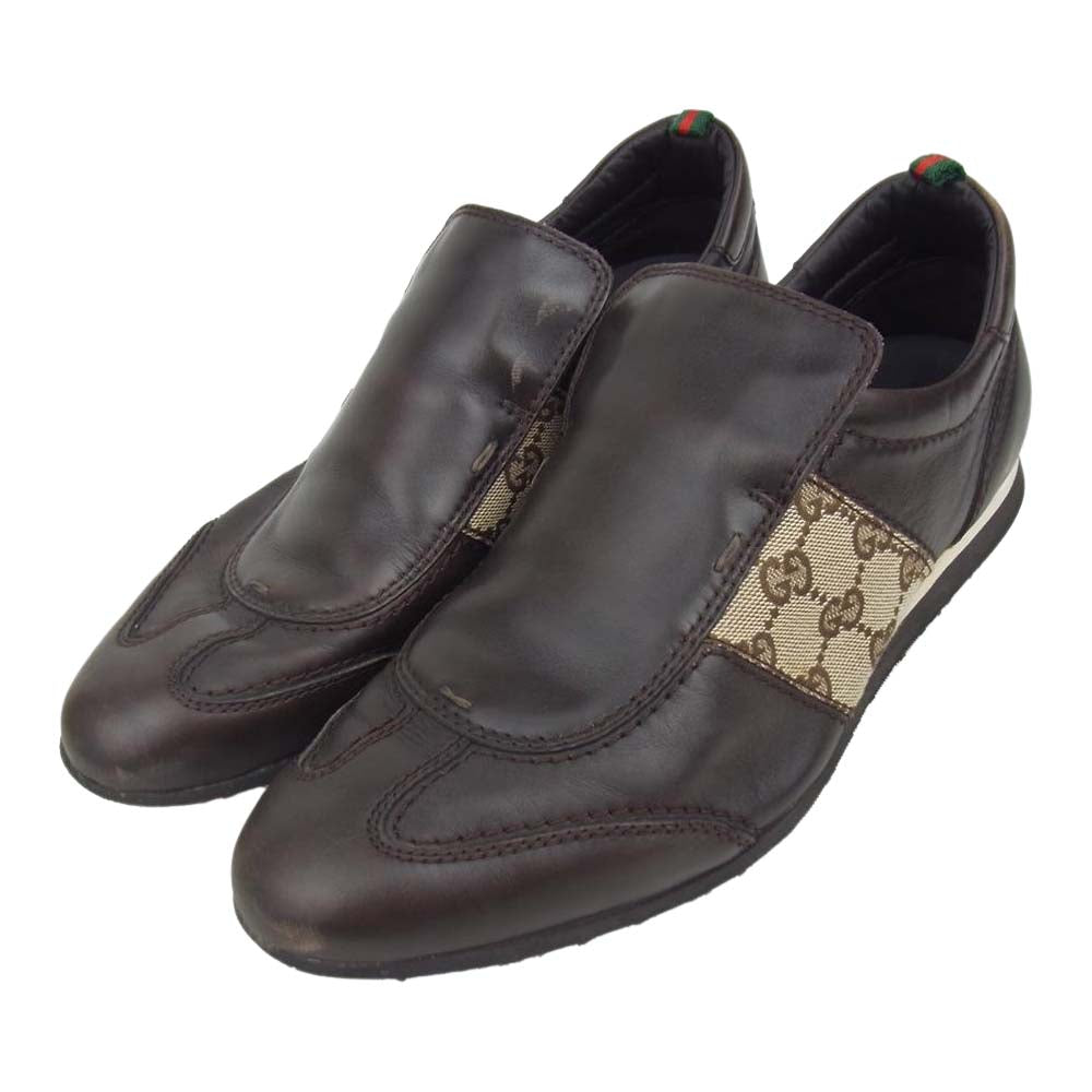 GUCCI グッチ 122286 GG柄 レザー スリッポン ダークブラウン系 40.5【中古】