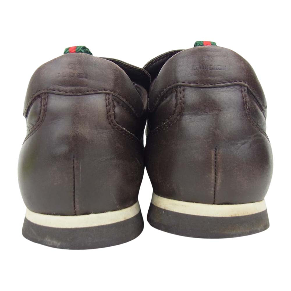 GUCCI グッチ 122286 GG柄 レザー スリッポン ダークブラウン系 40.5【中古】