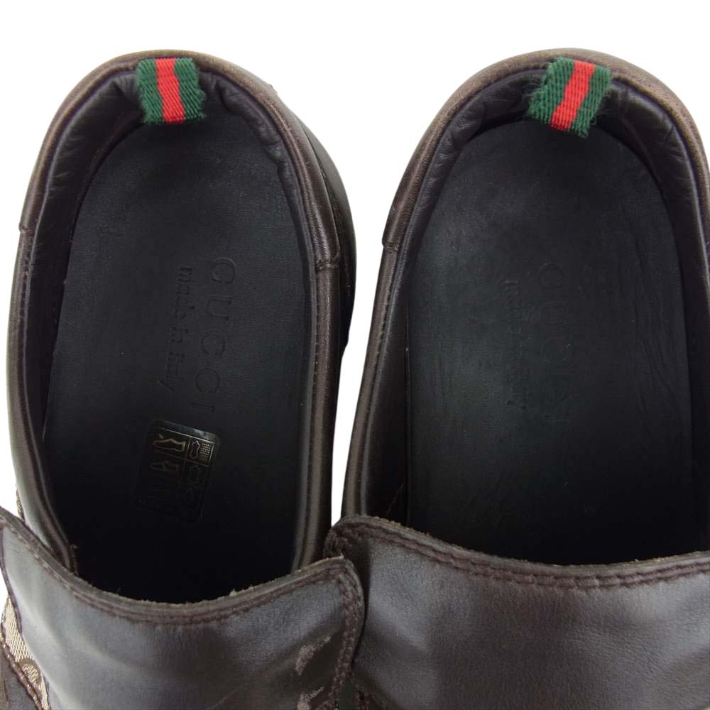 GUCCI グッチ 122286 GG柄 レザー スリッポン ダークブラウン系 40.5【中古】