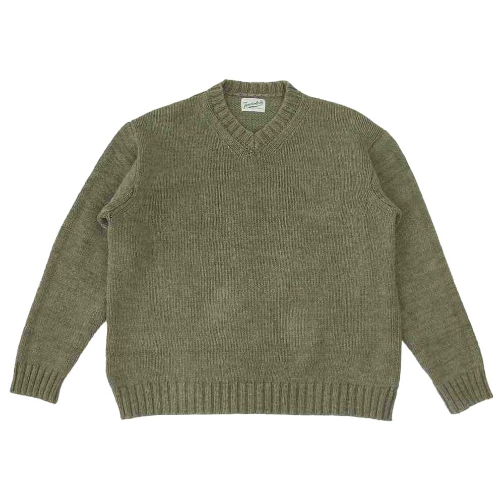 TENDERLOIN テンダーロイン V-NECK COTTON KNIT Vネック ニット セーター オリーブ カーキ系 L【中古】