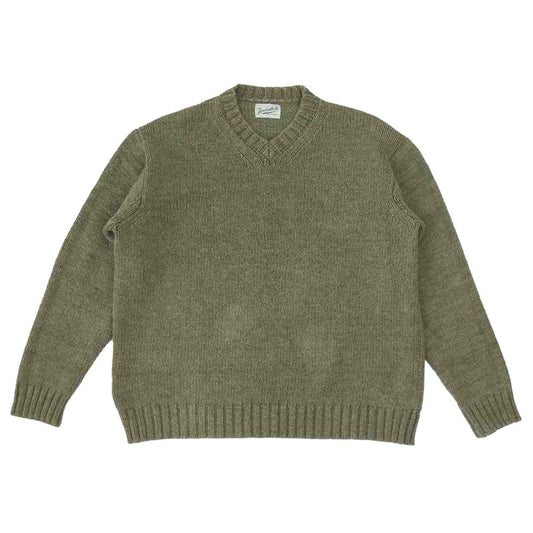 TENDERLOIN テンダーロイン V-NECK COTTON KNIT Vネック ニット セーター オリーブ カーキ系 L【中古】