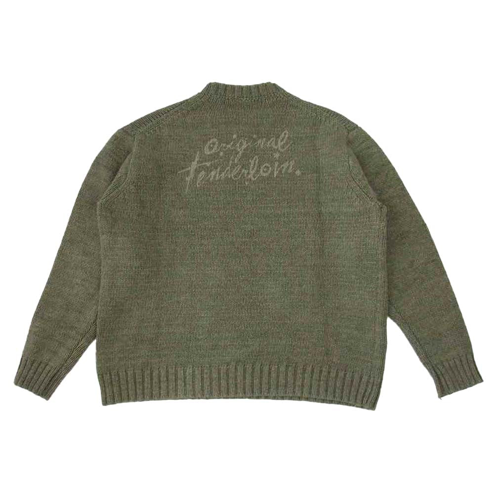 TENDERLOIN テンダーロイン V-NECK COTTON KNIT Vネック ニット セーター オリーブ カーキ系 L【中古】