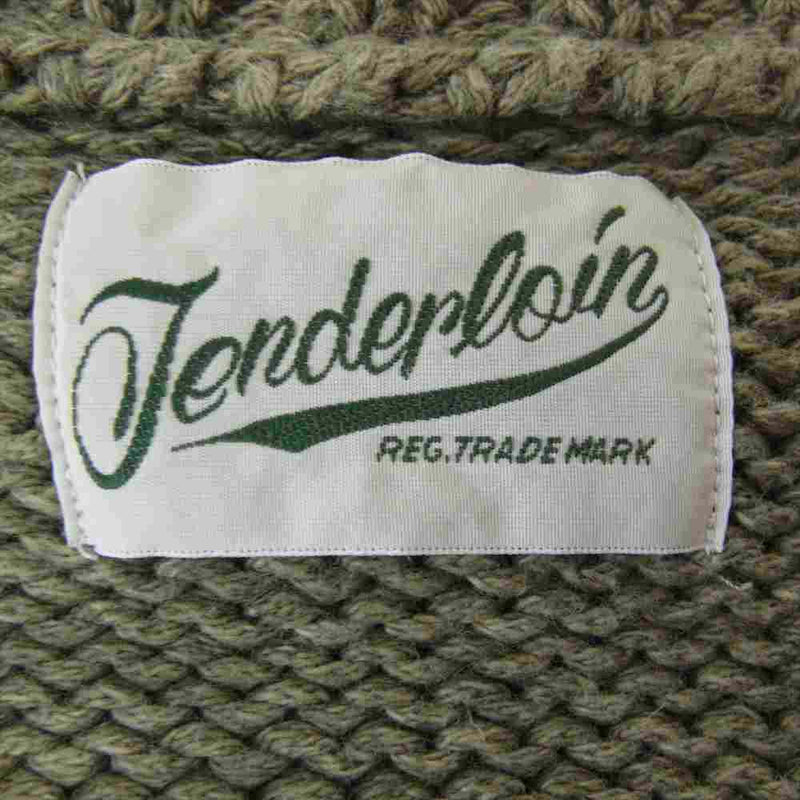 TENDERLOIN テンダーロイン V-NECK COTTON KNIT Vネック ニット セーター オリーブ カーキ系 L【中古】