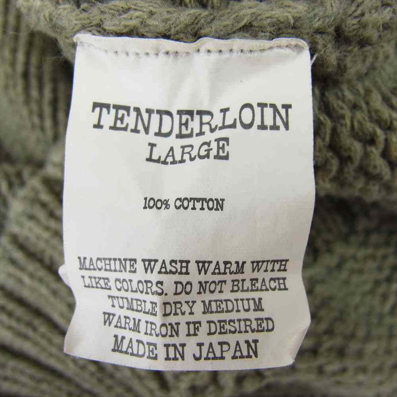 TENDERLOIN テンダーロイン V-NECK COTTON KNIT Vネック ニット セーター オリーブ カーキ系 L【中古】