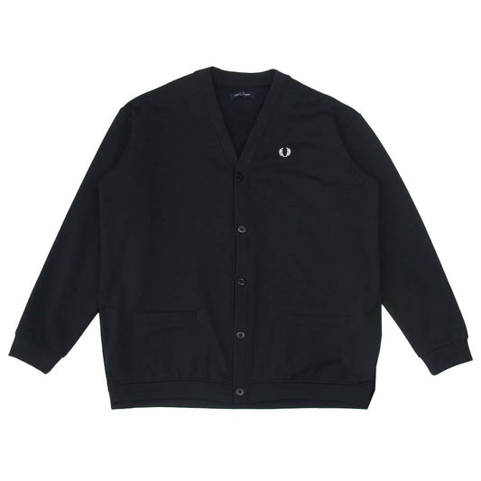 FRED PERRY フレッドペリー F1808 LOOPBACK CARDIGAN ロゴ刺繍 カーディガン ブラック系 L【中古】