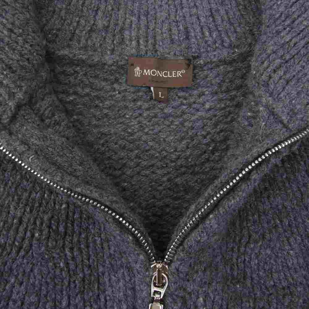 MONCLER モンクレール 国内正規品 ペッパージャパン 茶タグ ジップ タートルネック カーディガン ニット グレー系 L【中古】