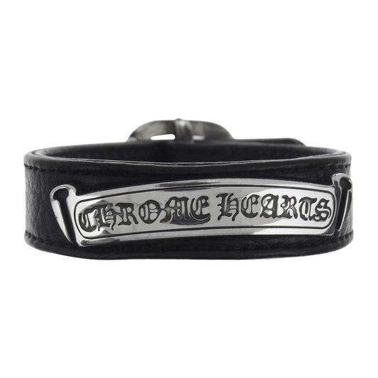 CHROME HEARTS クロムハーツ（原本無） ガンスリンガー CHラベル レザー ブレスレット ブラック系【中古】