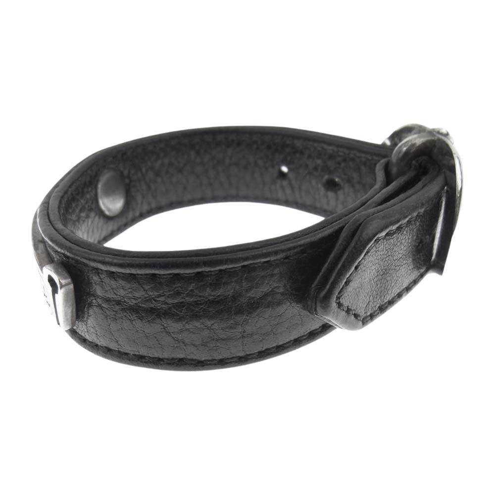 CHROME HEARTS クロムハーツ（原本無） ガンスリンガー CHラベル レザー ブレスレット ブラック系【中古】