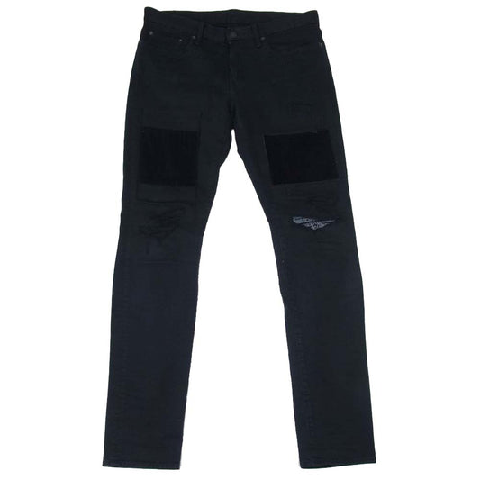 HYSTERIC GLAMOUR ヒステリックグラマー 02201AP01496 パッチリメイク スリム テーパード デニム パンツ ブラック系 32【中古】