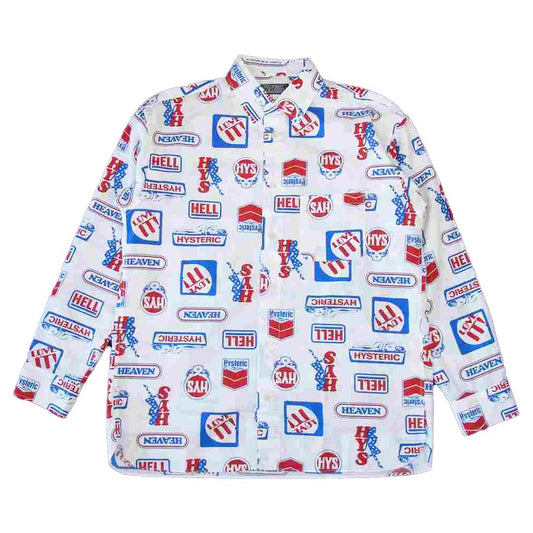 HYSTERIC GLAMOUR ヒステリックグラマー 02213AH03304 HYS LOVE IT柄 ショートカラー シャツ ホワイト系 M【美品】【中古】