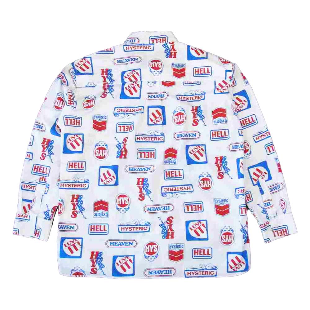 HYSTERIC GLAMOUR ヒステリックグラマー 02213AH03304 HYS LOVE IT柄 ショートカラー シャツ ホワイト系 M【美品】【中古】