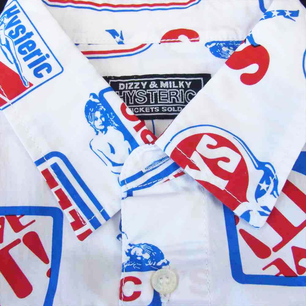 HYSTERIC GLAMOUR ヒステリックグラマー 02213AH03304 HYS LOVE IT柄 ショートカラー シャツ ホワイト系 M【美品】【中古】