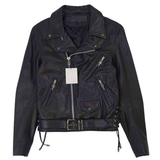 CHROME HEARTS クロムハーツ（原本有） 国内正規品 JJ DEAN JJディーン シルク ダガージップ ライダース レザー ブラック系 M【極上美品】【中古】