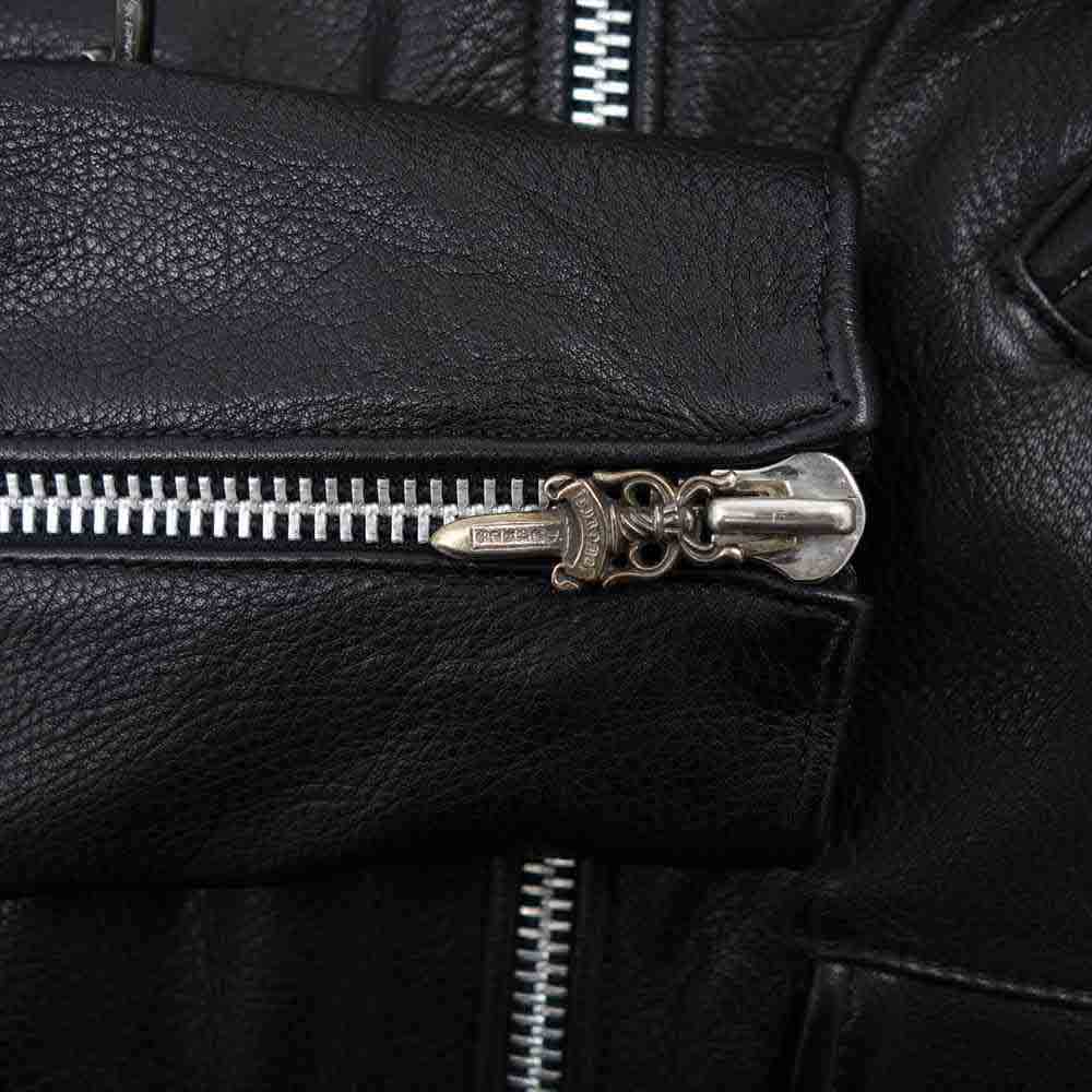 CHROME HEARTS クロムハーツ（原本有） 国内正規品 JJ DEAN JJディーン シルク ダガージップ ライダース レザー ブラック系 M【極上美品】【中古】