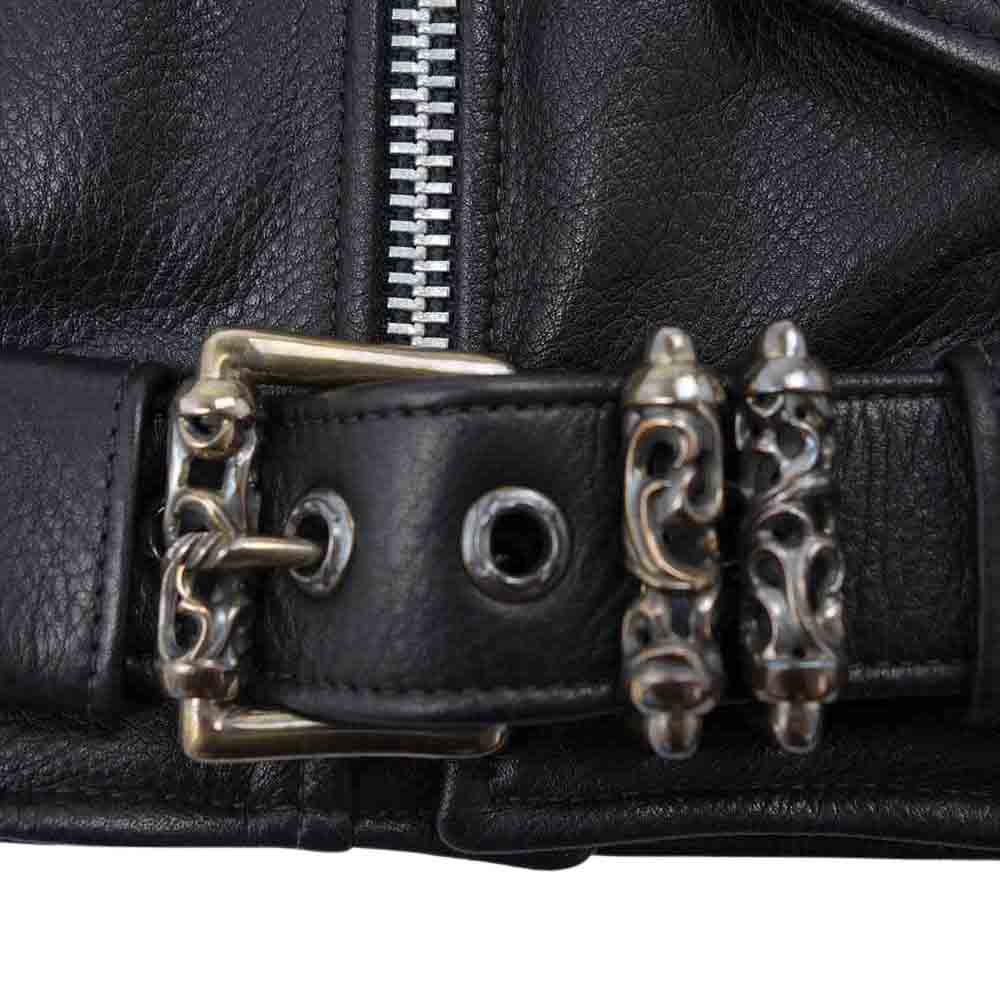 CHROME HEARTS クロムハーツ（原本有） 国内正規品 JJ DEAN JJディーン シルク ダガージップ ライダース レザー ブラック系 M【極上美品】【中古】