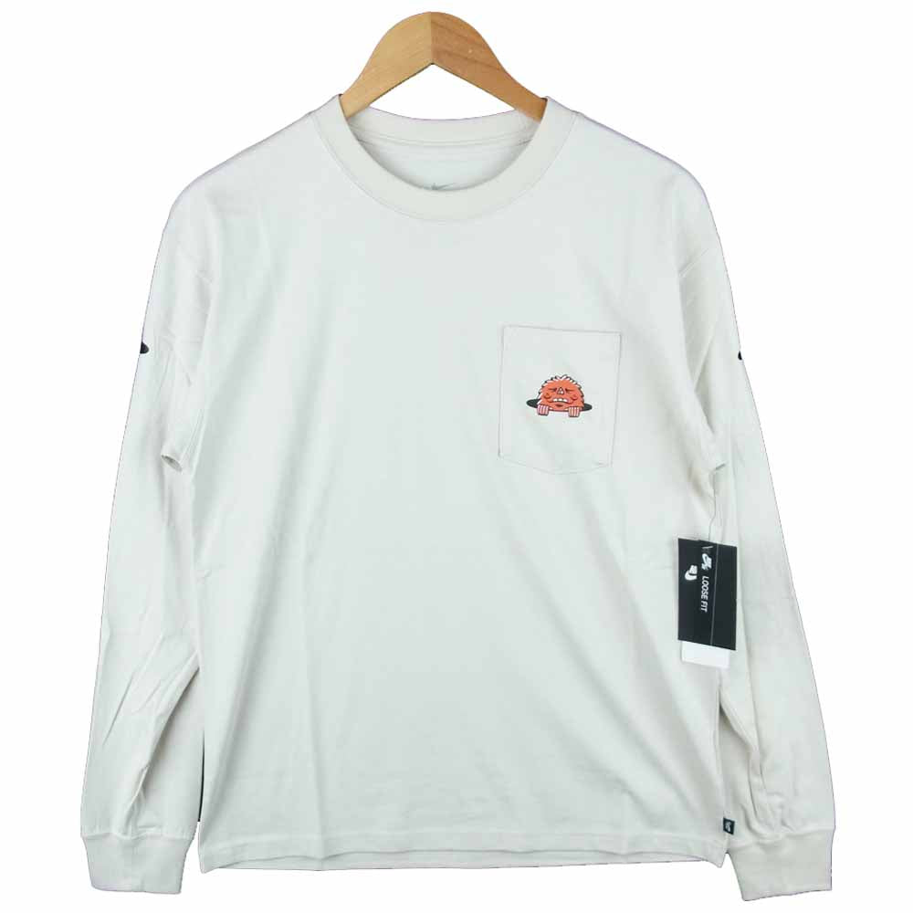 NIKE ナイキ CZ6176-104 ロングスリーブ ポケット スケート プリント 長袖 Tシャツ オフホワイト系 S【新古品】【未使用】【中古】