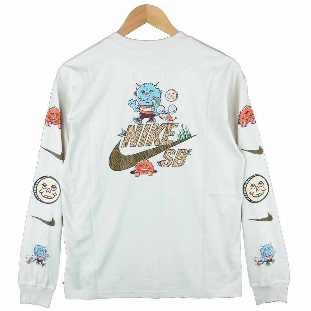 NIKE ナイキ CZ6176-104 ロングスリーブ ポケット スケート プリント 長袖 Tシャツ オフホワイト系 S【新古品】【未使用】【中古】