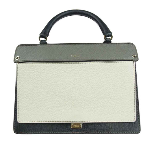 Furla フルラ 2way ハンドバッグ ブラック×ホワイト マルチカラー系【中古】