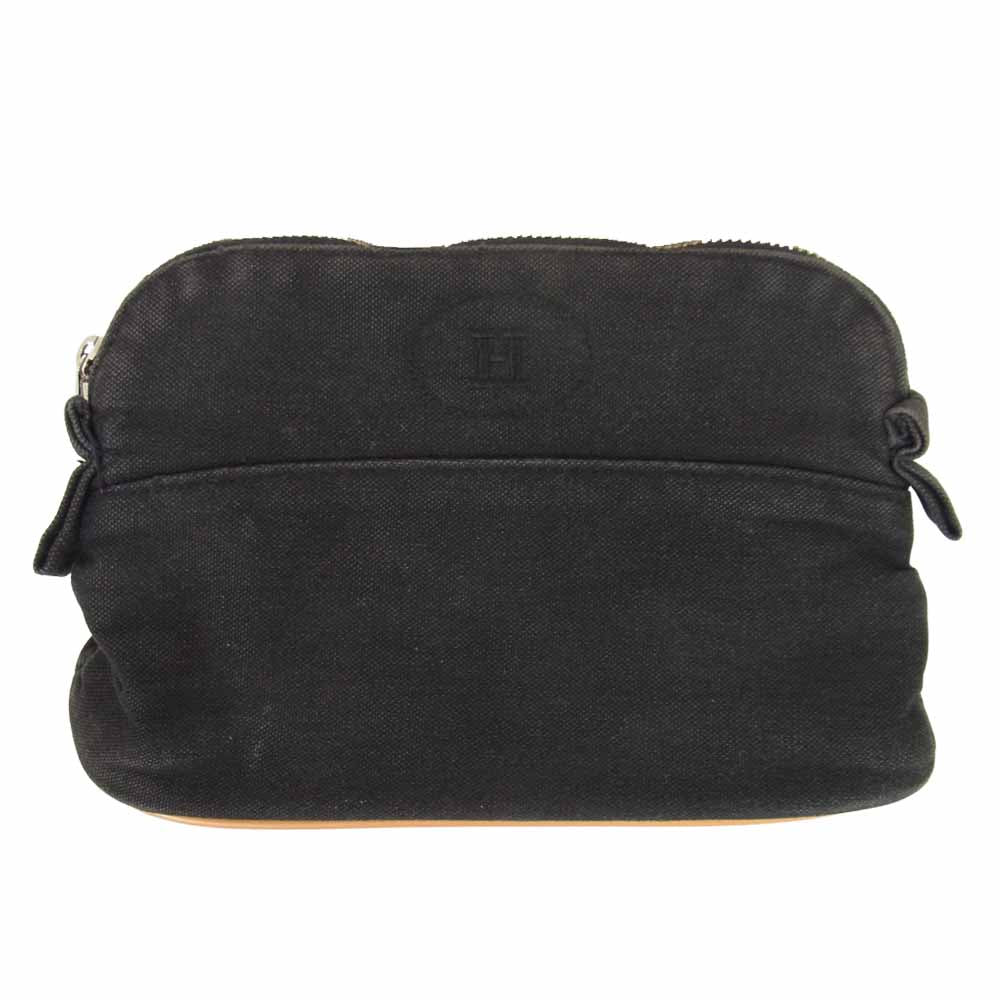 HERMES エルメス ポリード　コットンポーチ ブラック系 表記無し【中古】