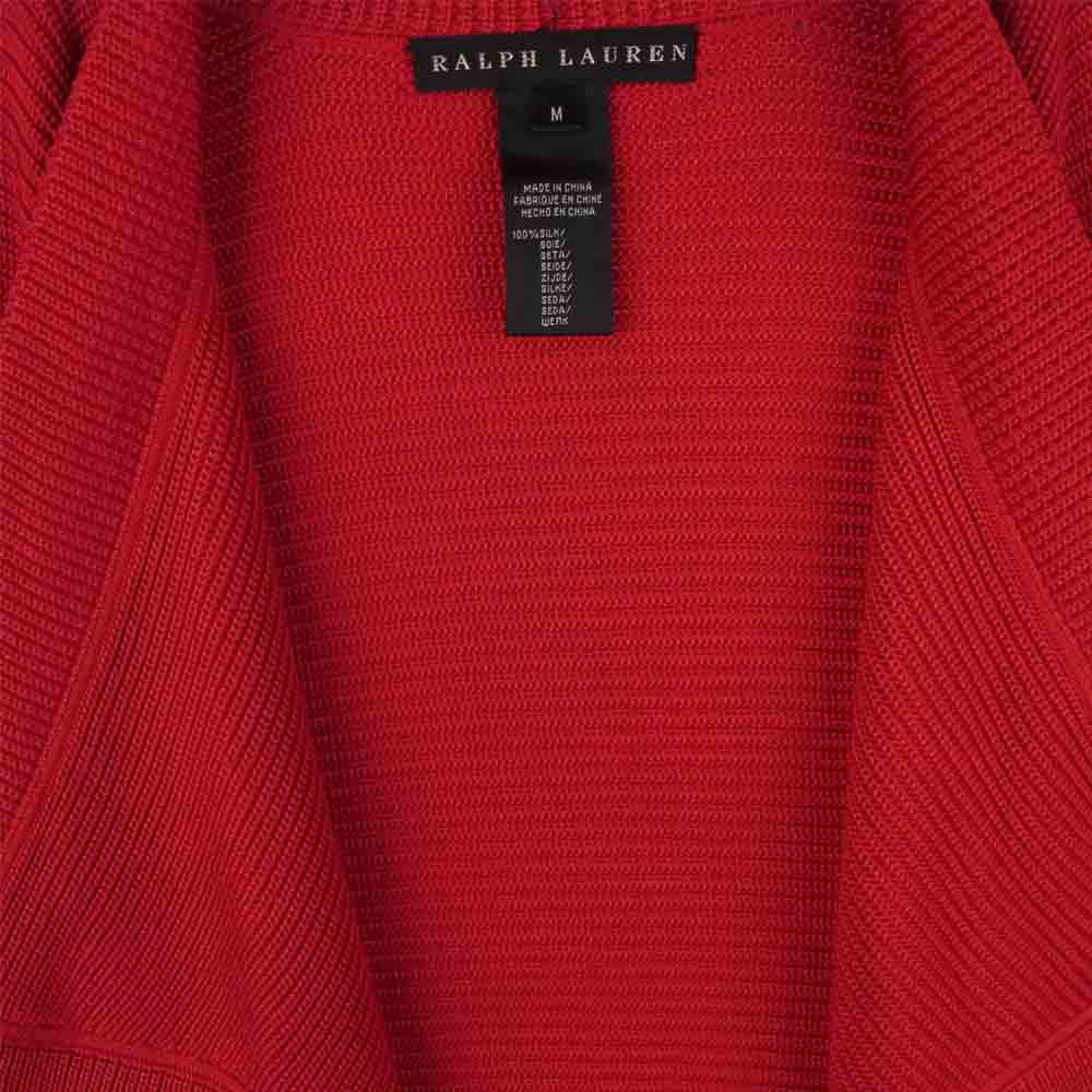 RALPH LAUREN ラルフローレン ブラックレーベル シルク100％ ドレープ ニット カーディガン レッド系 M【中古】