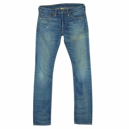RRL ダブルアールエル ダメージ加工 スリム デニム パンツ コットン アメリカ製 インディゴブルー系 26【中古】