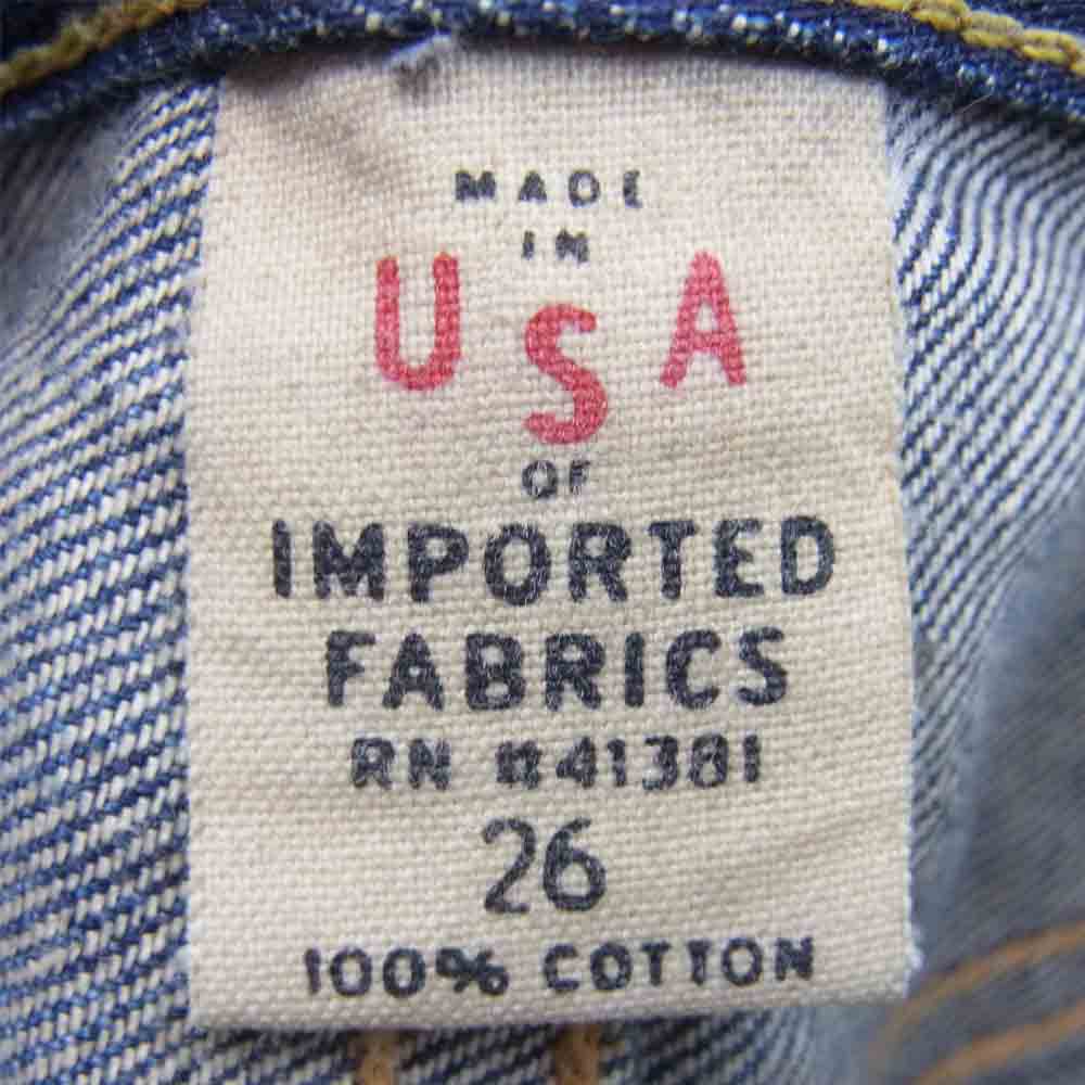 RRL ダブルアールエル ダメージ加工 スリム デニム パンツ コットン アメリカ製 インディゴブルー系 26【中古】