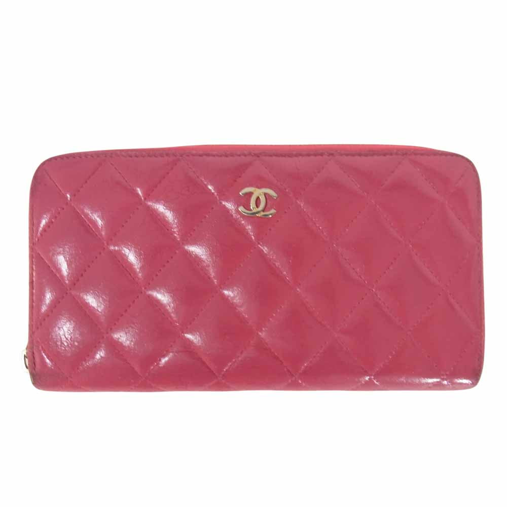 CHANEL シャネル マトラッセ ココマーク ラウンドファスナー ピンク系 表記無し【中古】