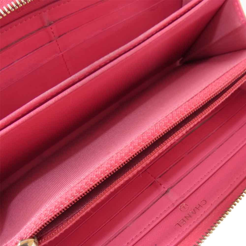 CHANEL シャネル マトラッセ ココマーク ラウンドファスナー ピンク系 表記無し【中古】