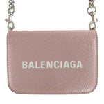 BALENCIAGA バレンシアガ 618145 CASH MINI チェーン ミニ ウォレット ライトピンク レザー ピンク系【中古】