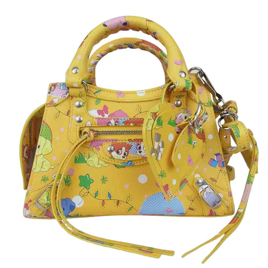 BALENCIAGA バレンシアガ 638524 NEO CLASSIC MINI TOP HANDLE パピーズ＆フレンズ ネオクラシック シティ ミニ 2WAY ショルダー ハンド バッグ イエロー系【美品】【中古】