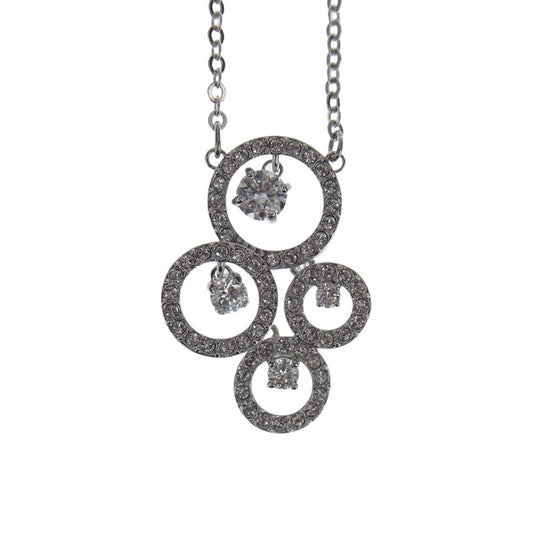 スワロフスキー ストーン スイング ネックレス シルバー系【美品】【中古】