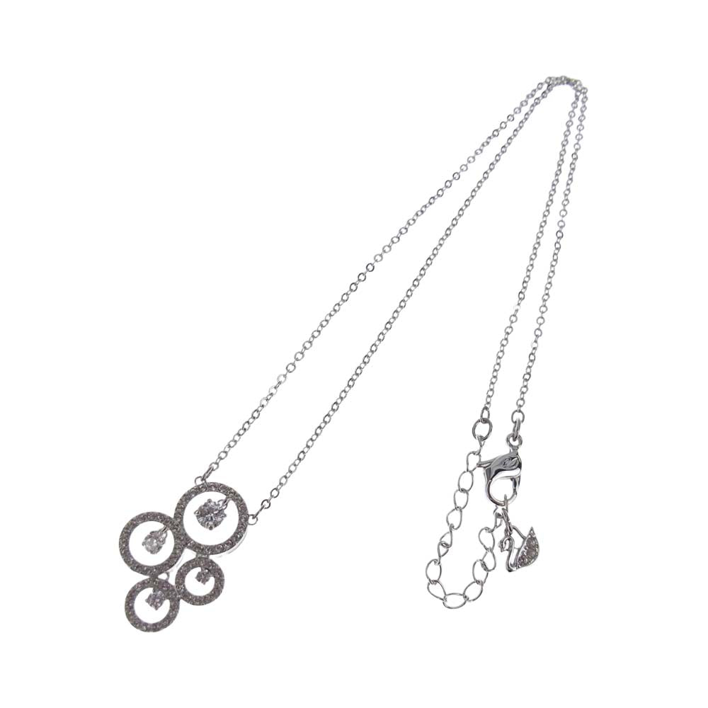 スワロフスキー ストーン スイング ネックレス シルバー系【美品】【中古】