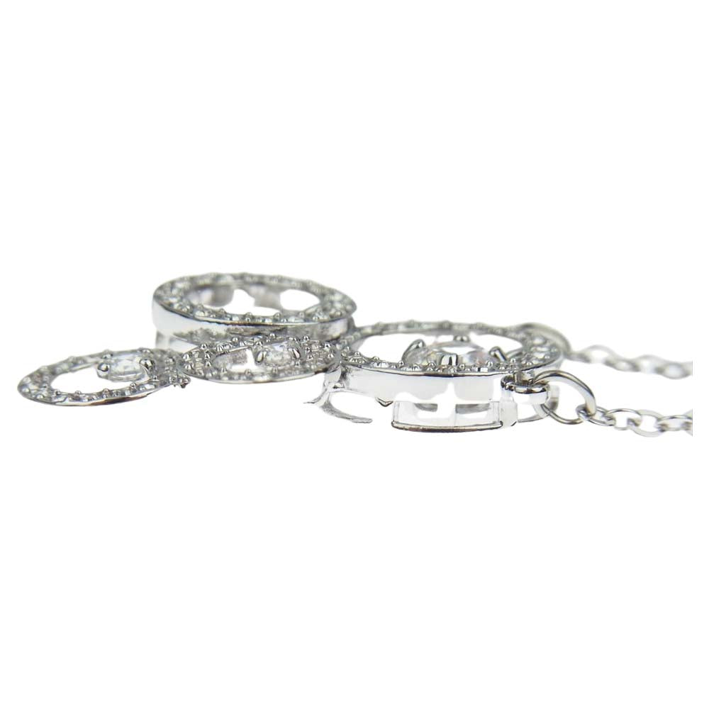 スワロフスキー ストーン スイング ネックレス シルバー系【美品】【中古】