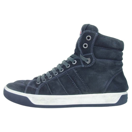 MONCLER モンクレール スエード レザー ハイカット スニーカー シューズ ブラック系 42【中古】