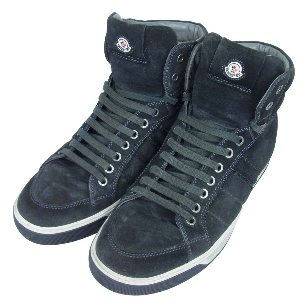 MONCLER モンクレール スエード レザー ハイカット スニーカー シューズ ブラック系 42【中古】