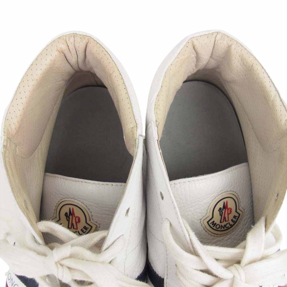 MONCLER モンクレール トリコロールライン レザー ハイカット スニーカー シューズ ホワイト系 43【中古】
