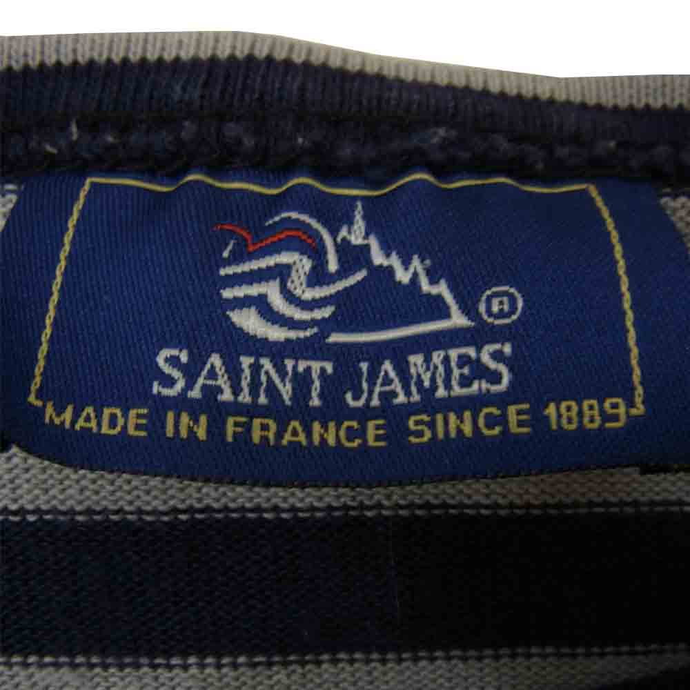 SAINT JAMES セントジェームス OUESSANT ウエッソン 長袖Tシャツ ボーダー 紺灰 グレー系 L【中古】
