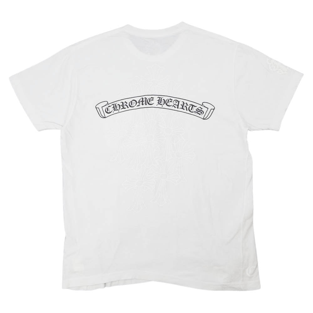 CHROME HEARTS クロムハーツ（原本無） 国内正規品 セメタリークロス スクロールラベル 半袖 ポケット Tシャツ ホワイト系 L【中古】