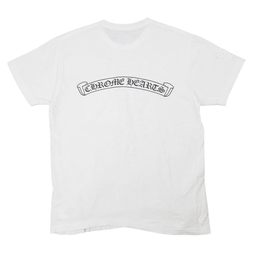 CHROME HEARTS クロムハーツ（原本無） Ｔシャツ セメタリークロス刺繍 スクロールラベル ポケット 半袖 Tシャツ ブラック系 M