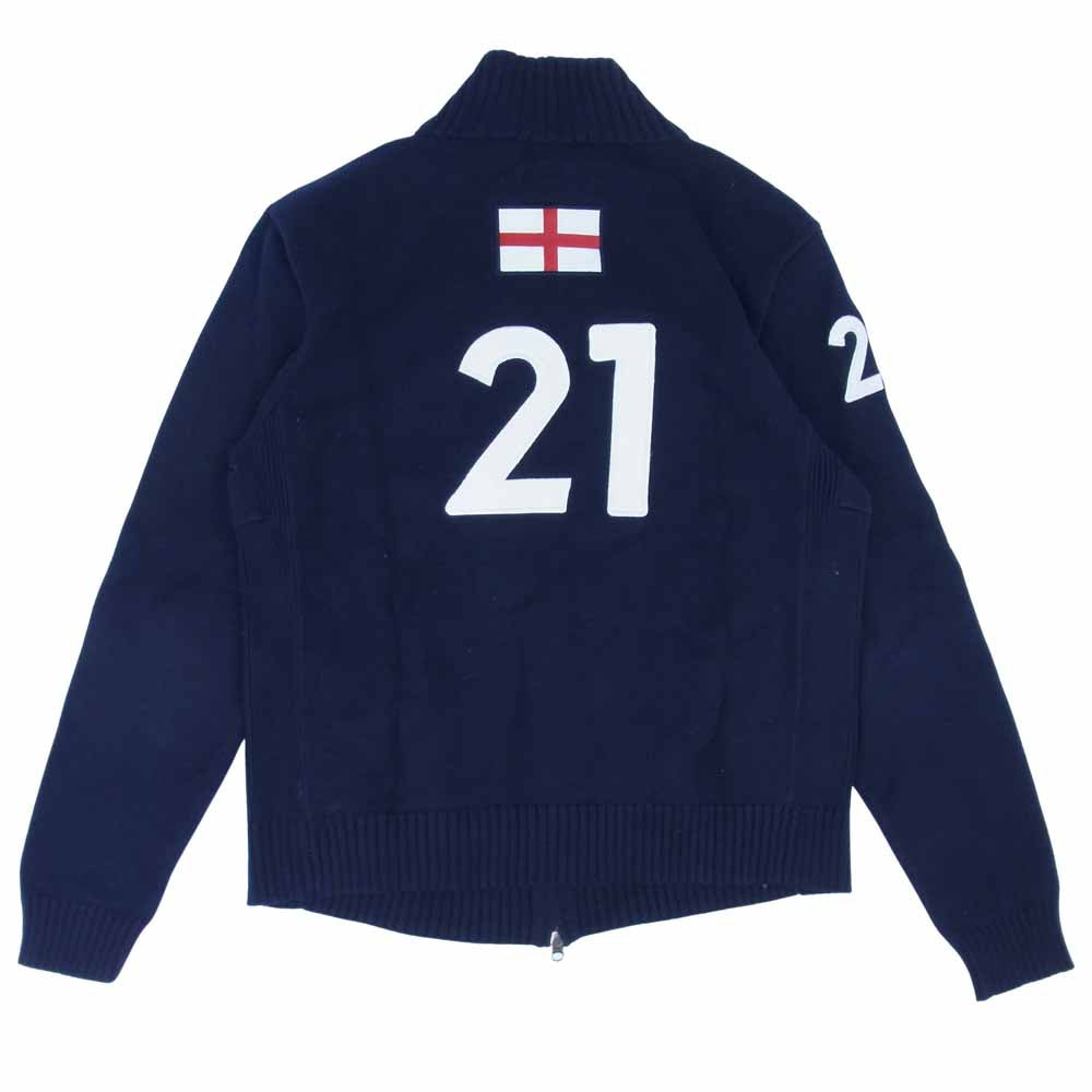 POLO RALPH LAUREN ポロ・ラルフローレン ロゴ刺繍 ビッグポニー フルジップ ニット カーディガン ネイビー系 L【中古】