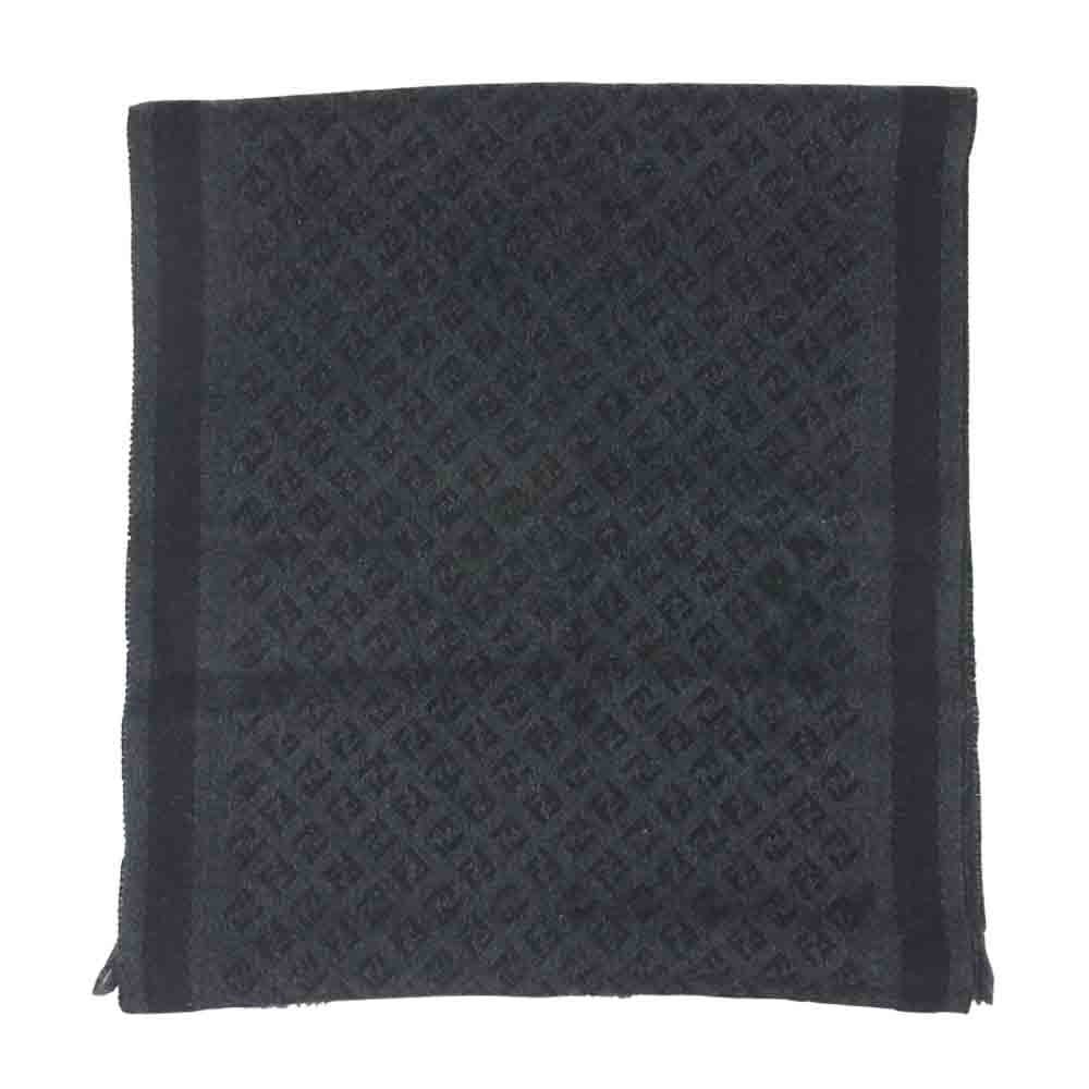 FENDI フェンディ ズッカ ロゴ ウール マフラー イタリア製 ブラック系 グレー系【中古】