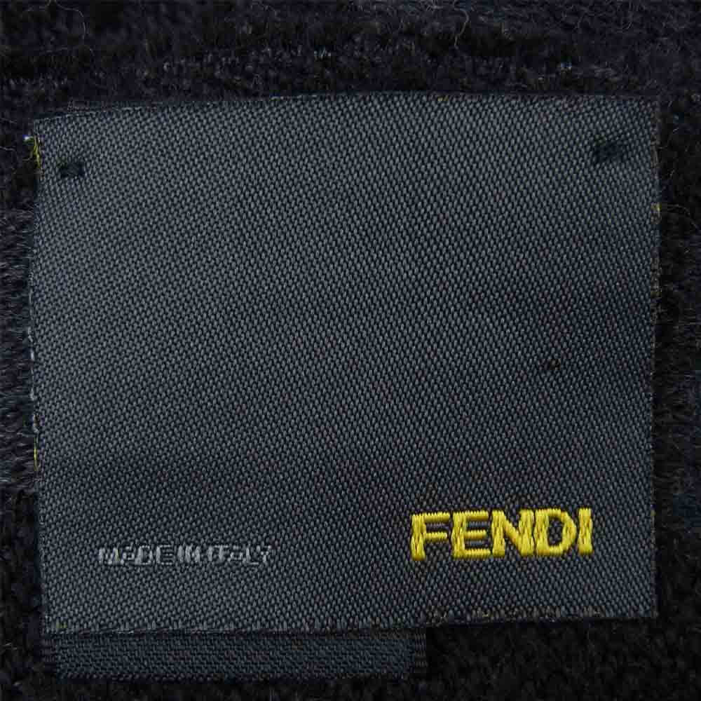 FENDI フェンディ ズッカ ロゴ ウール マフラー イタリア製 ブラック系 グレー系【中古】