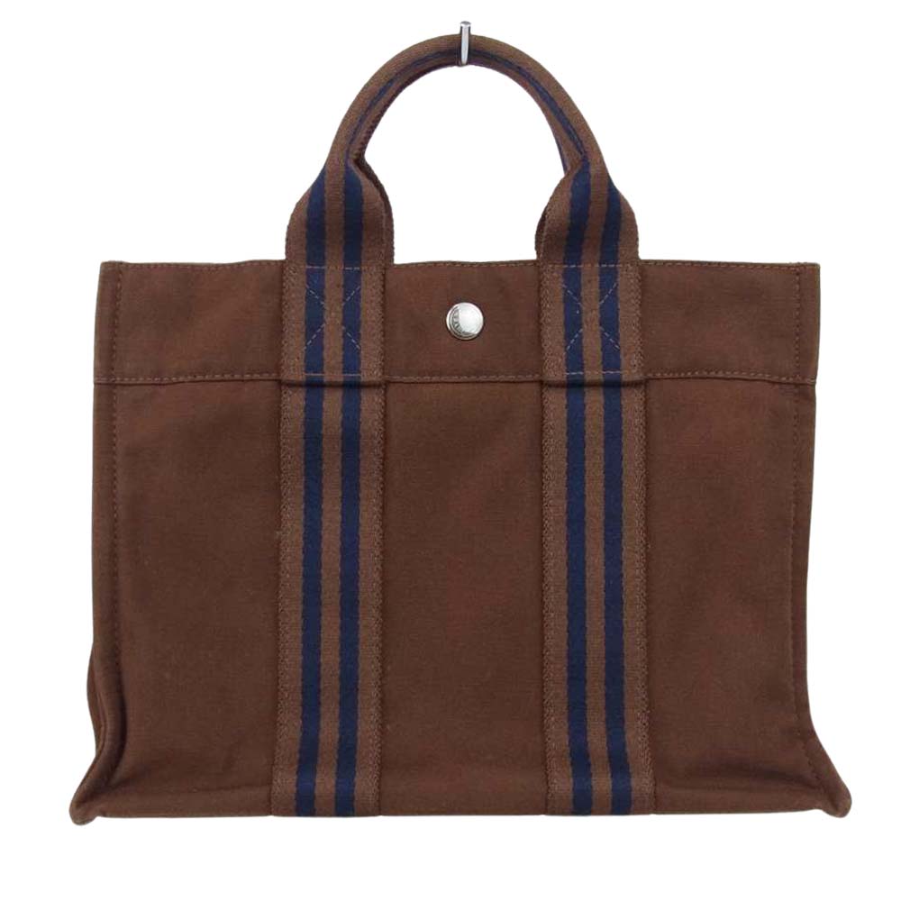 HERMES エルメス フールトゥ PM キャンバス ハンド バッグ ブラウン  ブラウン系【中古】