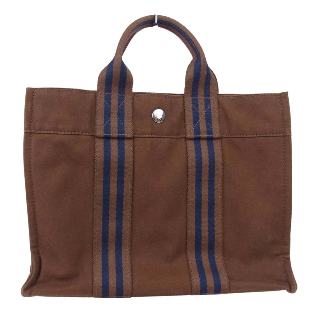 HERMES エルメス フールトゥ PM キャンバス ハンド バッグ ブラウン  ブラウン系【中古】