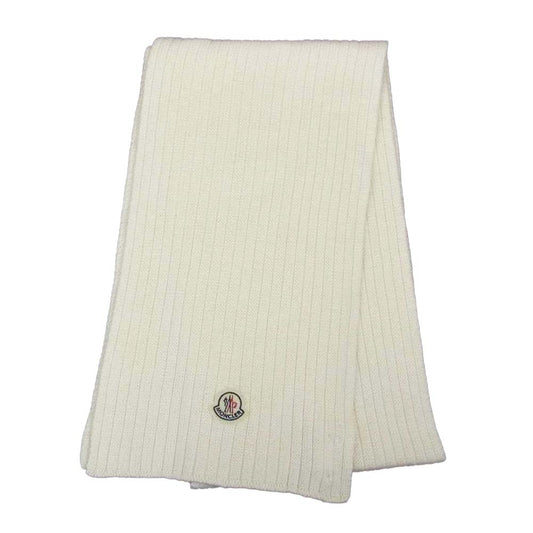 MONCLER モンクレール ロゴ ウール マフラー ホワイト系【中古】