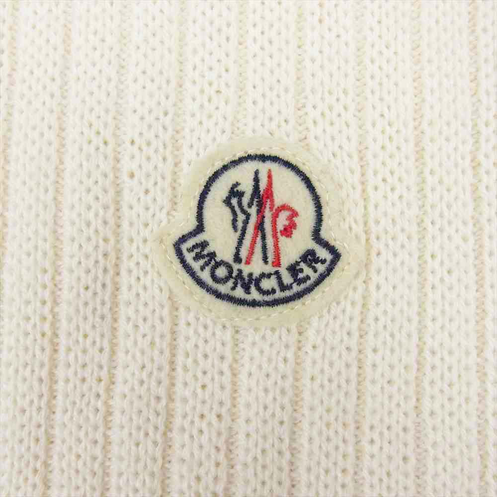 MONCLER モンクレール ロゴ ウール マフラー ホワイト系【中古】