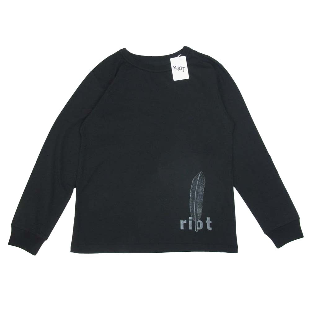 ファセッタズム 20AW RF20AW-TEE-U09 FEATHER LONG TEE フェザープリント クルーネック 長袖Tシャツ ブラック系 XL【新古品】【未使用】【中古】