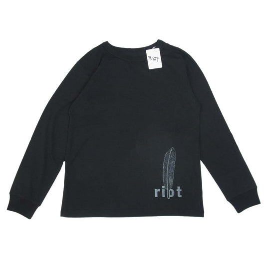 ファセッタズム 20AW RF20AW-TEE-U09 FEATHER LONG TEE フェザープリント クルーネック 長袖Tシャツ ブラック系 XL【新古品】【未使用】【中古】