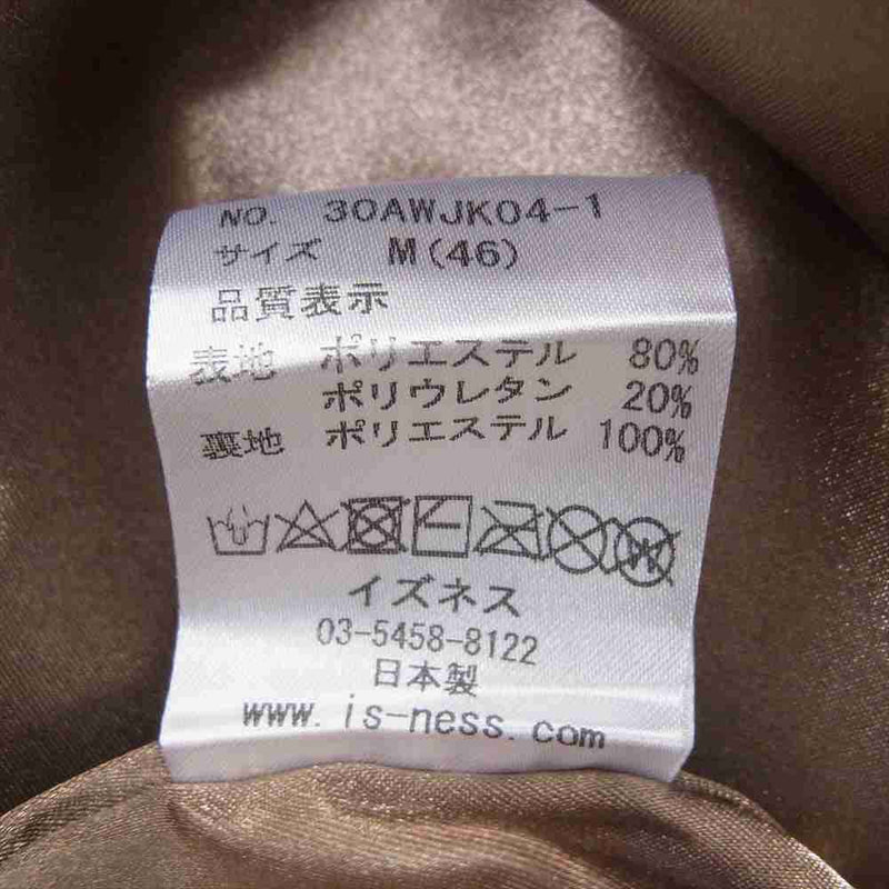 is-ness イズネス 30AWJK04-1 SYNTHETIC LEATHER COACHES JACKET コーチ ジャケット ベージュ系 M【美品】【中古】