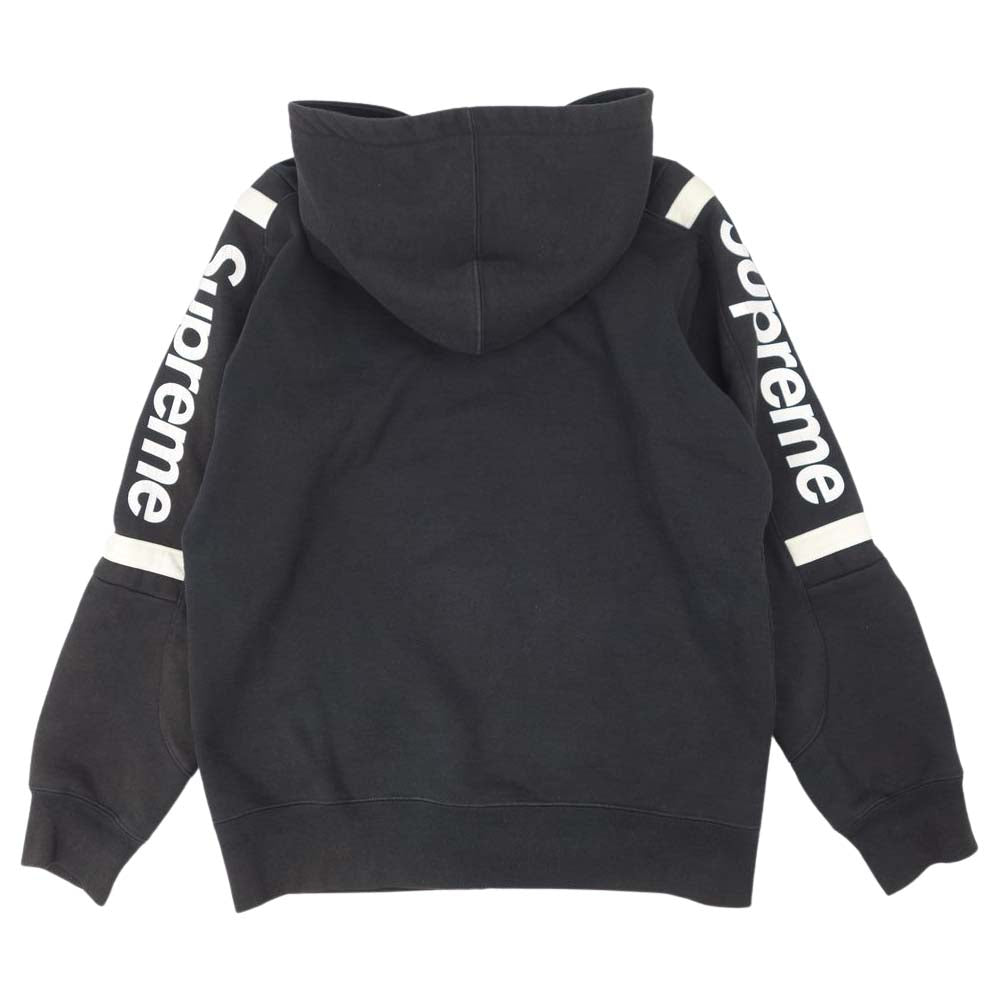 Supreme シュプリーム 15AW Sideline Hooded Track Zip Up サイドライン 袖ロゴ ジップアップ パーカー ブラック系 M【中古】